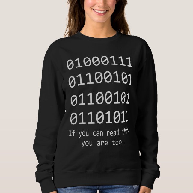 Sweatshirt Programme de codage de programmation de code binai (Devant)