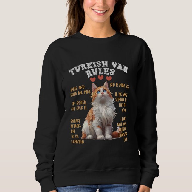 Sweatshirt Propriétaires de chats TURKISH VAN RÈGLES Funny Va (Devant)