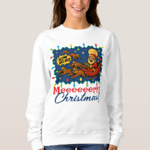 Sweatshirt Pull de Noël laid Père Noël traîneau paresseux ren