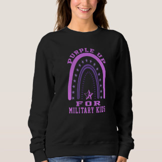 Sweatshirt Purple Up For Military Kids Mois Arc-en-ciel Milit
