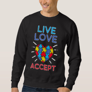 Sweatshirt Puzzle Coeur Live Amour Accepter Autisme Aware Hom
