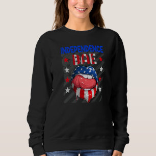 Sweatshirt Quatre Juillet Drapeau Américain Lèvres Indépendan