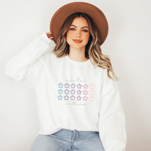Sweatshirt Questions de santé mentale   Fleurs rétro Gris fra