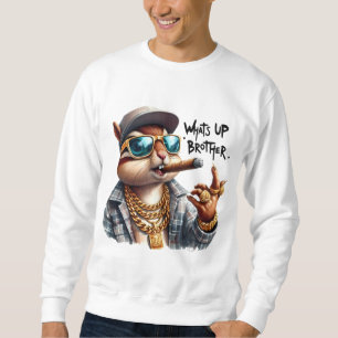 Sweatshirt quoi de neuf frère écureuil fume le cigare