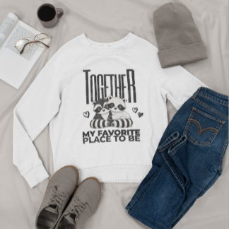 Sweatshirt Raccoon monochromatique mignon Valentine Love
