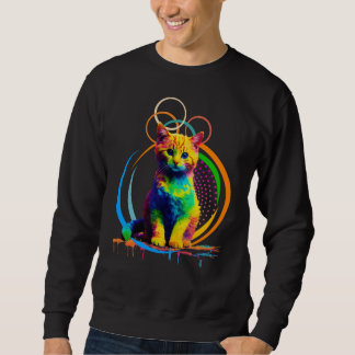 Sweatshirt Rainbow Cat - Coloré et amusant Cat Art