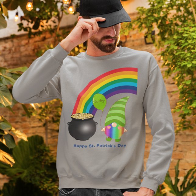 Sweatshirt Rainbow Gnome Pot or St Paddys Day (Rainbow Gnome Pot of Gold St Paddy's Day Sweatshirt)