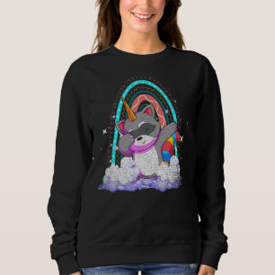 Sweatshirt Rainbow Raccoonicorn Dabbing Animal Imaginaire Rac