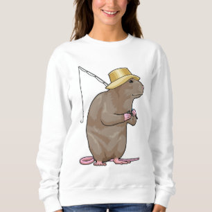 Sweatshirt Rat à la pêche avec bâton de pêche