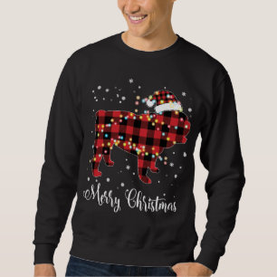 Sweatshirt Red Plaid Buffalo Anglais Buldog Joyeux Noël