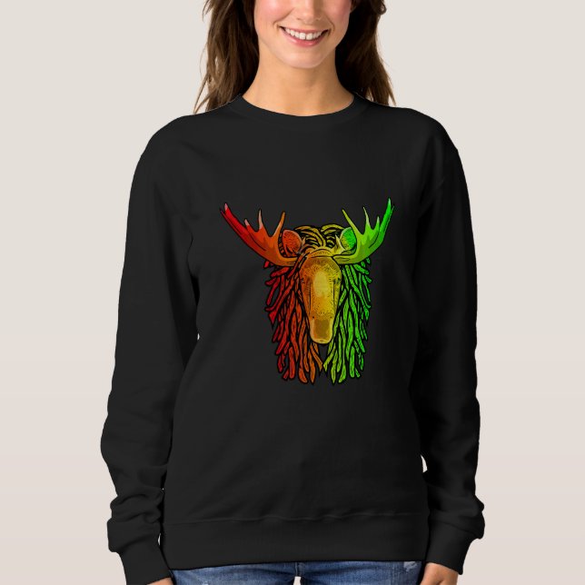 Sweatshirt Reggae Cool Moose Dreadlocks Rasta Dreads Rastafar (Devant)