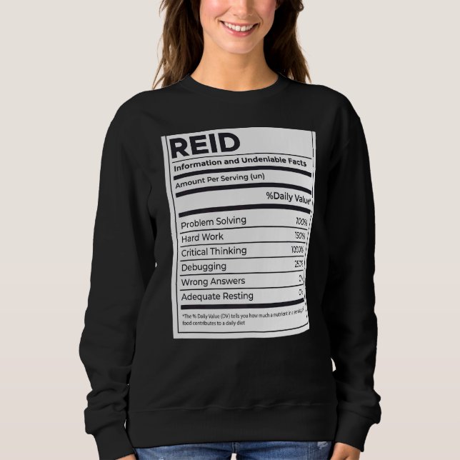 Sweatshirt Reid Information sur la nutrition Problème de réso (Devant)