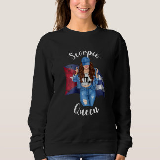 Sweatshirt Reine Scorpion Cuba Drapeau De Cuba Zodiaque Sym F
