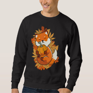Sweatshirt Renard animal de zoo automne feuilles tombantes an