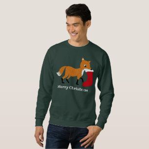 Sweatshirt Renard festif avec réserve de Noël Graphique perso