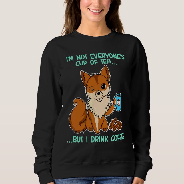 Sweatshirt Renard Mignon Buvant du Café  Renard Animal  Fourr (Devant)