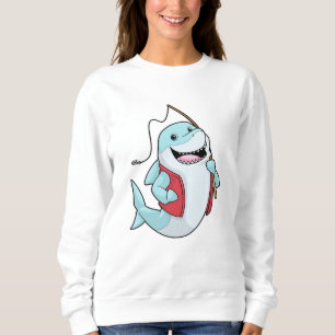 Sweatshirt Requin à la pêche avec canne à pêche