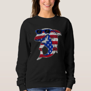 Sweatshirt Requin du 4 juillet Usa Drapeau Américain Requin C