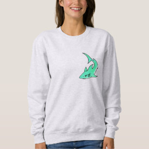 Sweatshirt requin souriant de dessin animé bleu vert océan an