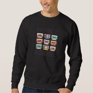 Sweatshirt Restez Ancienne École 80s 90s Cassettes Mixtape  R