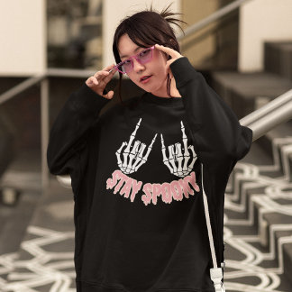 Sweatshirt Restez Éffrayant Halloween Skeleton Mains