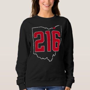 Sweatshirt Retro Cleveland 216 Indicatif régional Ohio Outlin