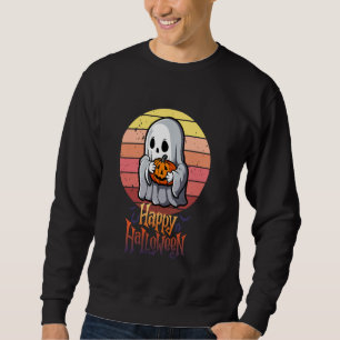 Sweatshirt Retro Cute Ghost et Citrouille Happy Halloween Cos