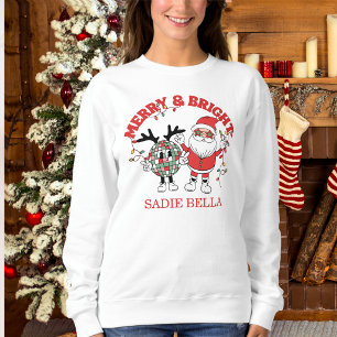 Sweatshirt Retro Joyeux et Lumineux Noël