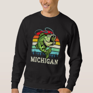 Sweatshirt Retro Michigan Basse Pêche Poisson Vintage Poisson