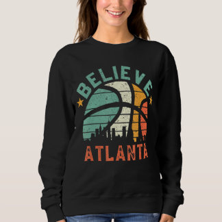 Sweatshirt Retro Sunset Believe Atlanta Basketball Ball Cit