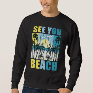 Sweatshirt Retro Sunset Tropical Summer Mer Vous À La Plage