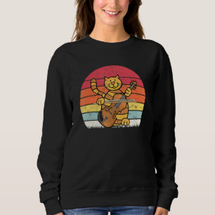 Sweatshirt Retro Vintage Chat Cat Cello Musique Cat Jouer Cel