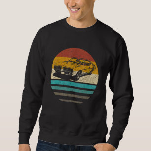 Sweatshirt Retro Vintage Sunset Car Graphisme - Hommes Femmes