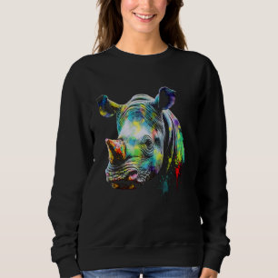 Sweatshirt Rhino Lover Artwork animal coloré Motif Rhino