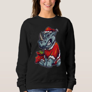 Sweatshirt Rhino Rhinocéroceros de Noël avec costume Père Noë