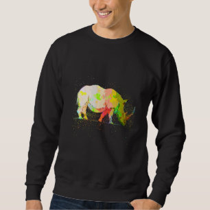 Sweatshirt Rhinocéros animal sauvage réaliste de peinture col