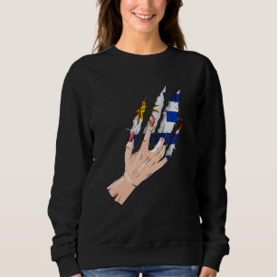 Sweatshirt Rip À Main Avec Drapeau Uruguay