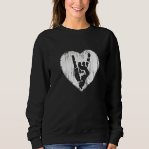 Sweatshirt Rock Music Heart Rock On Hand Horns