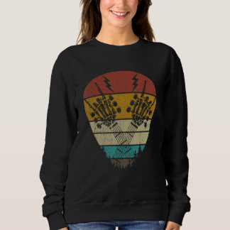 Sweatshirt Rock & Roll Skeleton Hand Rock Sur Guitare Cou Let