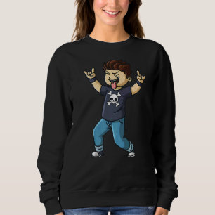 Sweatshirt Rocking School Boy Music Hard Rock Hand Sign Fan B