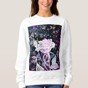 Sweatshirt Rose d'hiver et papillons - Belle -