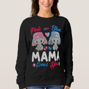 Sweatshirt Rose ou Bleu Maman T'aime Éléphants Bébé Sexe 
