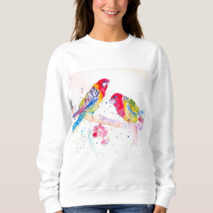 Sweatshirt Rosella Rouge Perroquet Perroquets Peinture à l'aq