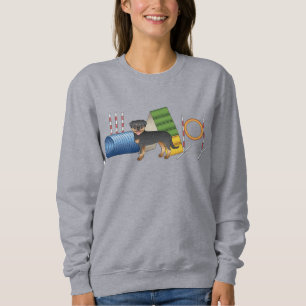 Sweatshirt Rottweiler noir et feu avec équipement d'agilité