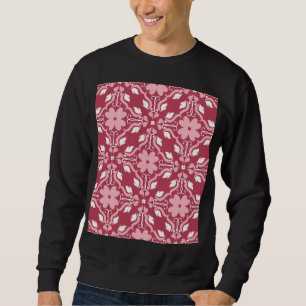 Sweatshirt Rouge, beige à fleurs, papier peint motif sans cou
