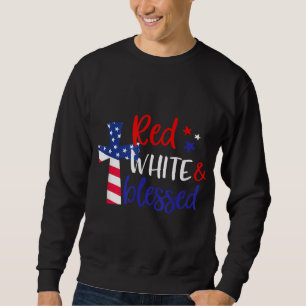 Sweatshirt Rouge Blanc Béni Américain Jésus Croix Chrétien 4