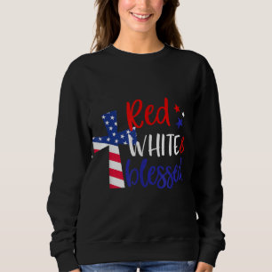 Sweatshirt Rouge Blanc Béni Américain Jésus Croix Chrétien 4