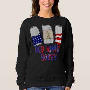 Sweatshirt Rouge Blanc Boozy 4 juillet Boire Indépendance