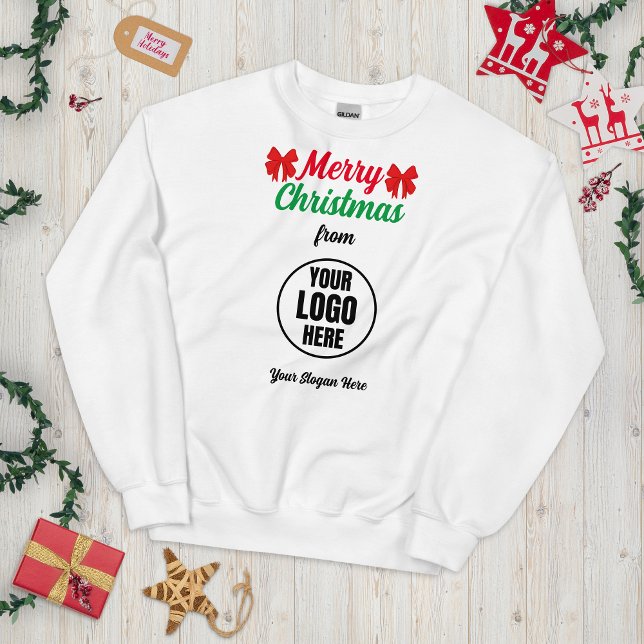 Sweatshirt Rouge et vert Script Joyeux Noël Bow Logo Slogan (Créateur téléchargé)