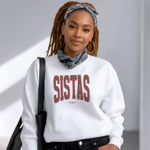 Sweatshirt Rouges + Marron Faux Paillettes Varsity SISTAS